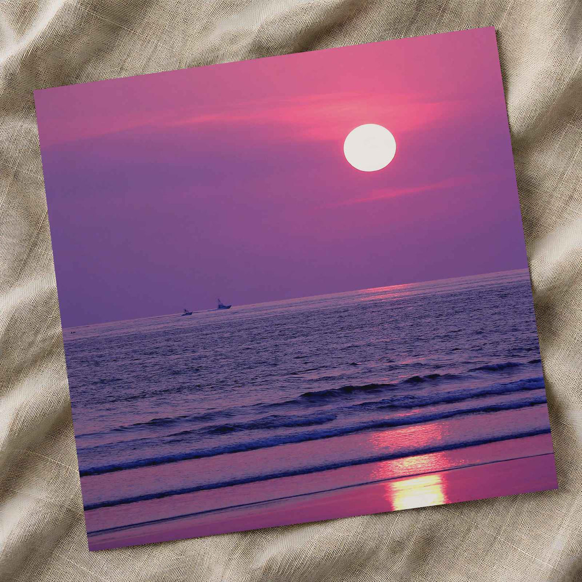 Violet Sun Setting Over Ocean Photography Print (4 Sizes) - Ready to Frame