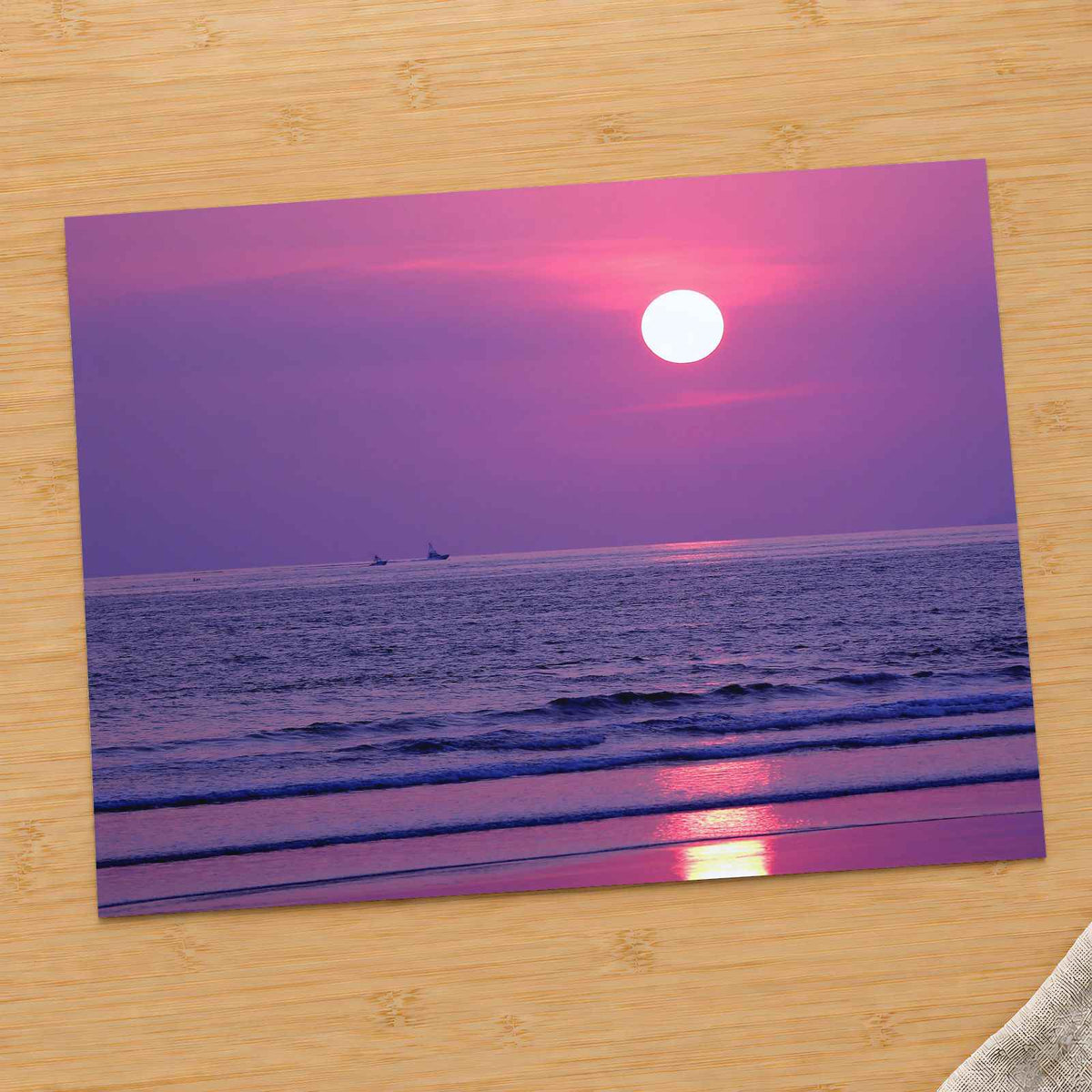 Violet Sun Setting Over Ocean Photo Print Wall Decor
