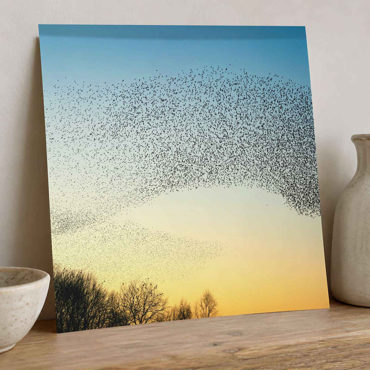 Flock of Starlings Above Trees Photo Wall Print (7 Sizes) - Shipped Flat