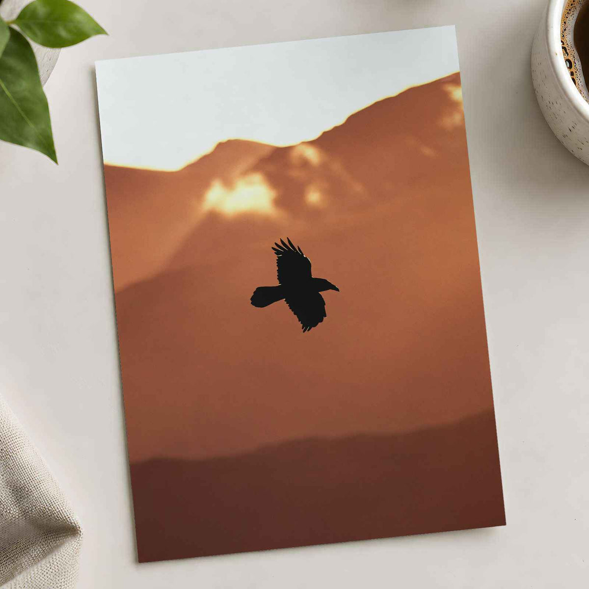 Raven Flying with Mountains in Background Photo Print (6 Sizes) - Crisp Detail