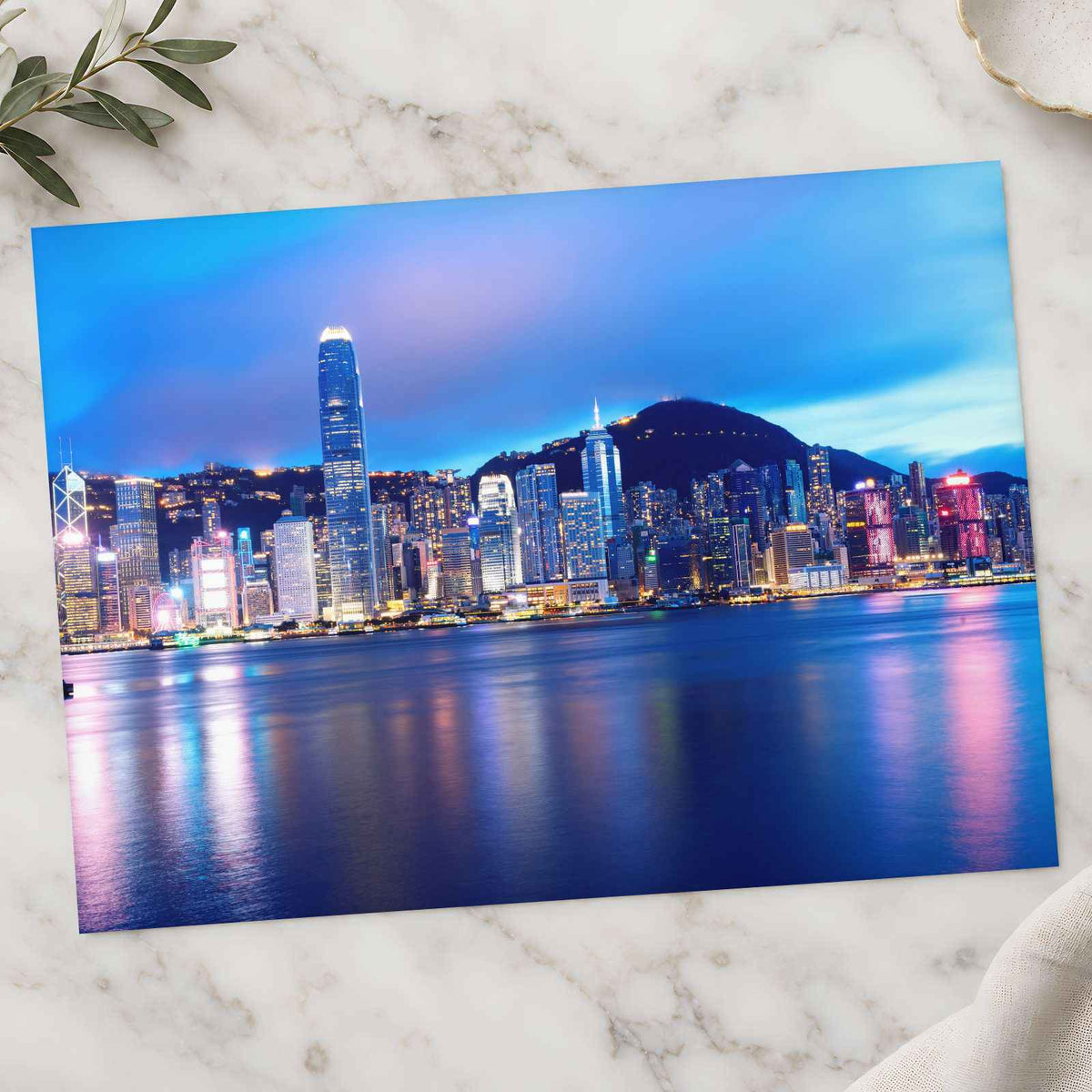 Night from Across Water Hong Kong Photography Print (7 Sizes)