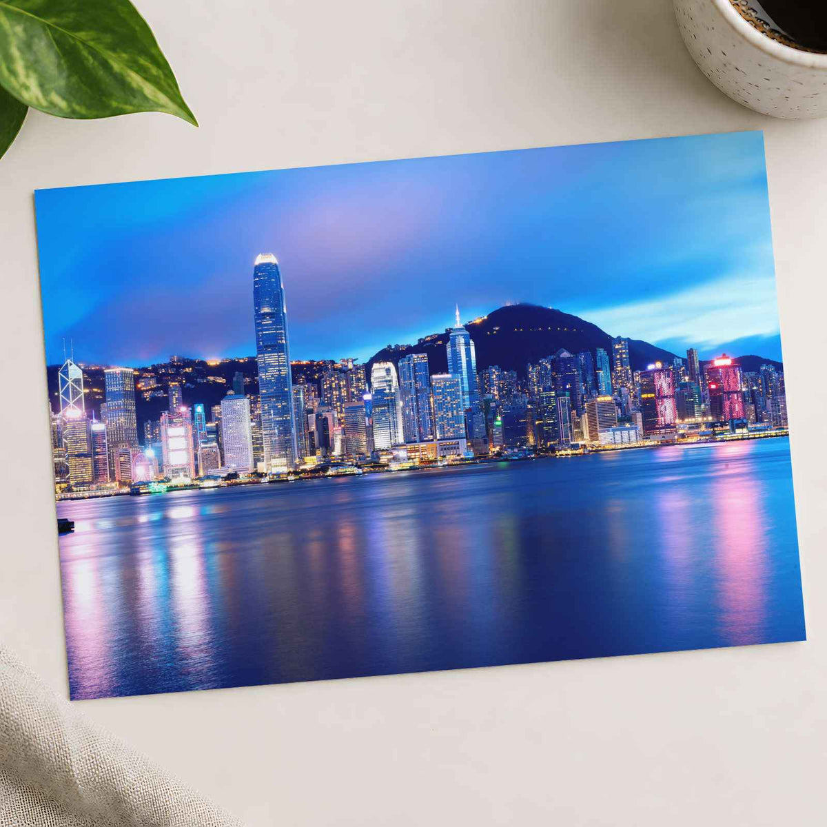 Night from Across Water Hong Kong Photography Print (7 Sizes)
