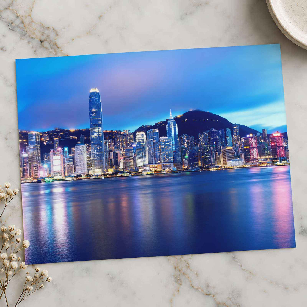 Night from Across Water Hong Kong Photography Print (7 Sizes)