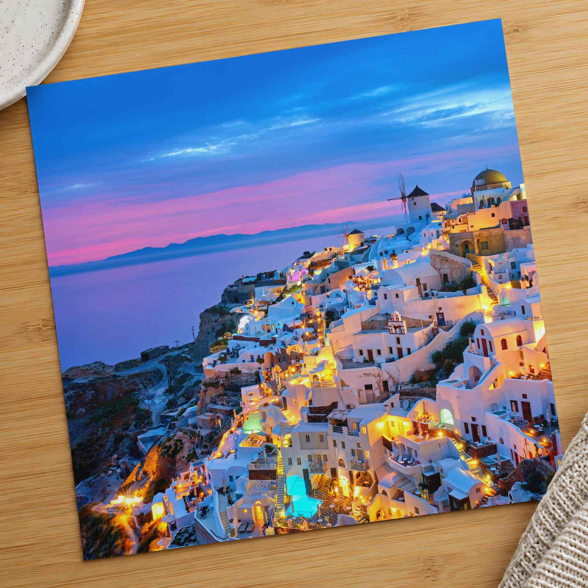 Santorini at Night Photographic Art Print (7 Sizes) - Crisp Detail