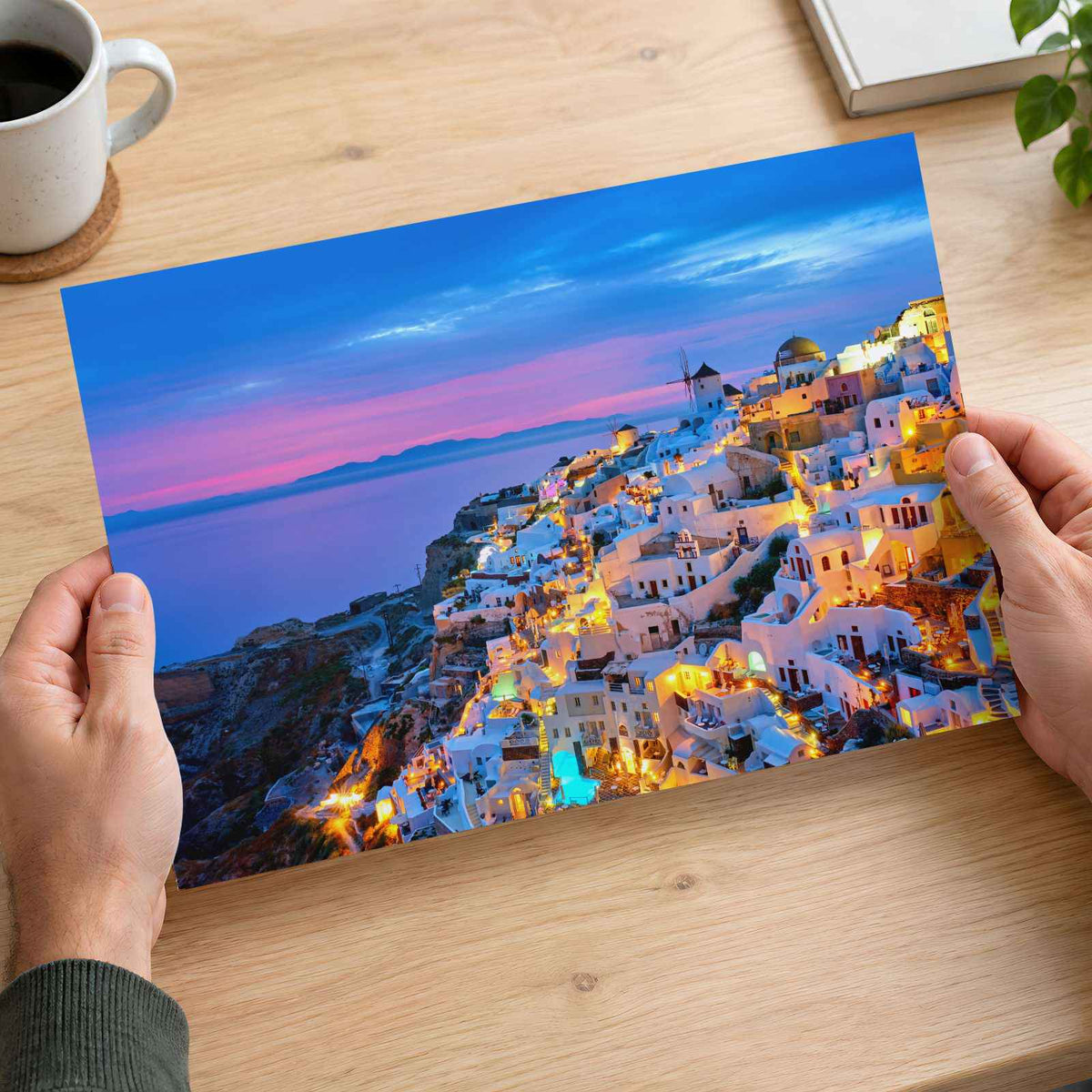 Santorini at Night Photographic Art Print (7 Sizes) - Crisp Detail