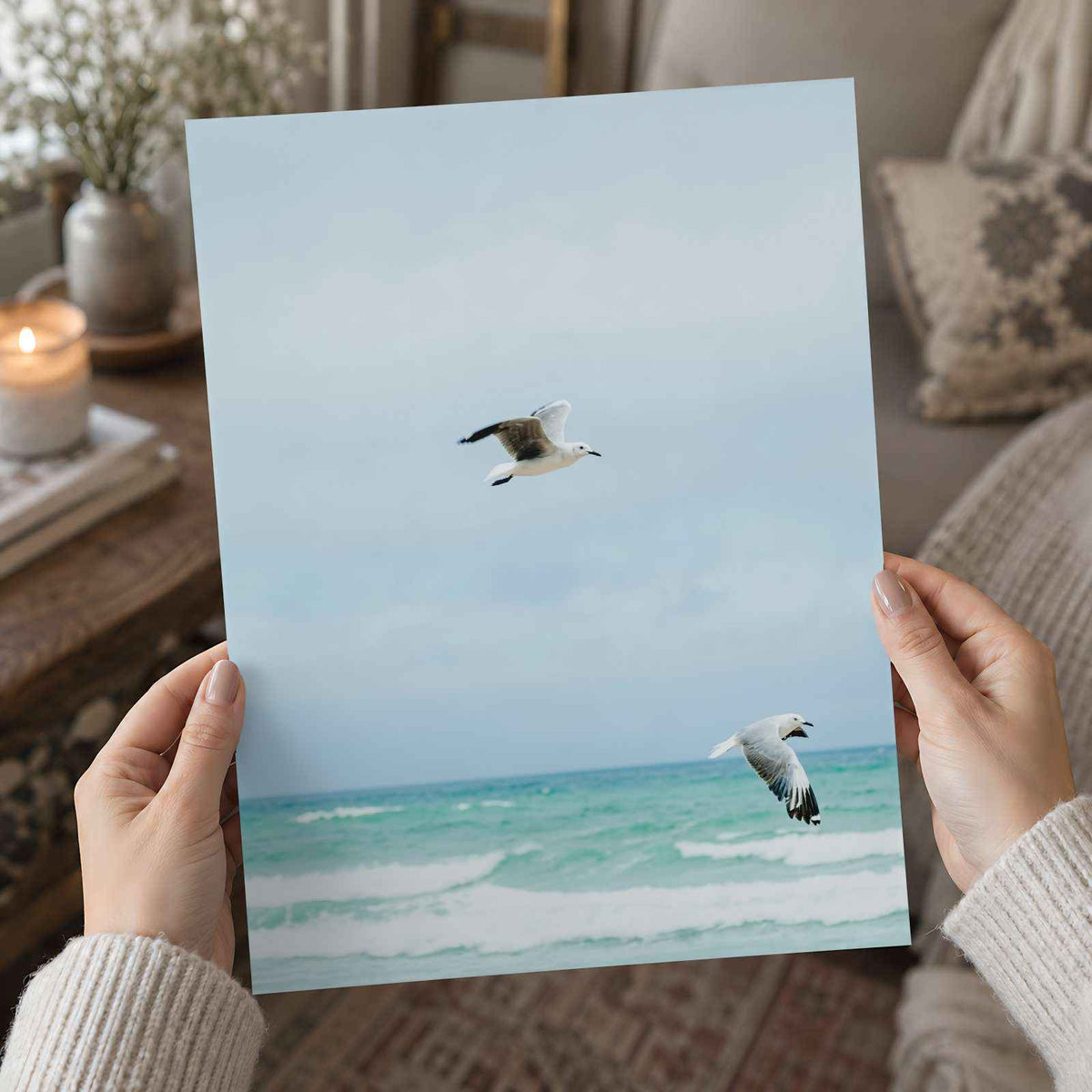 Seagulls at Cape Town Beach Photographic Art Print (7 Sizes) - Heavyweight