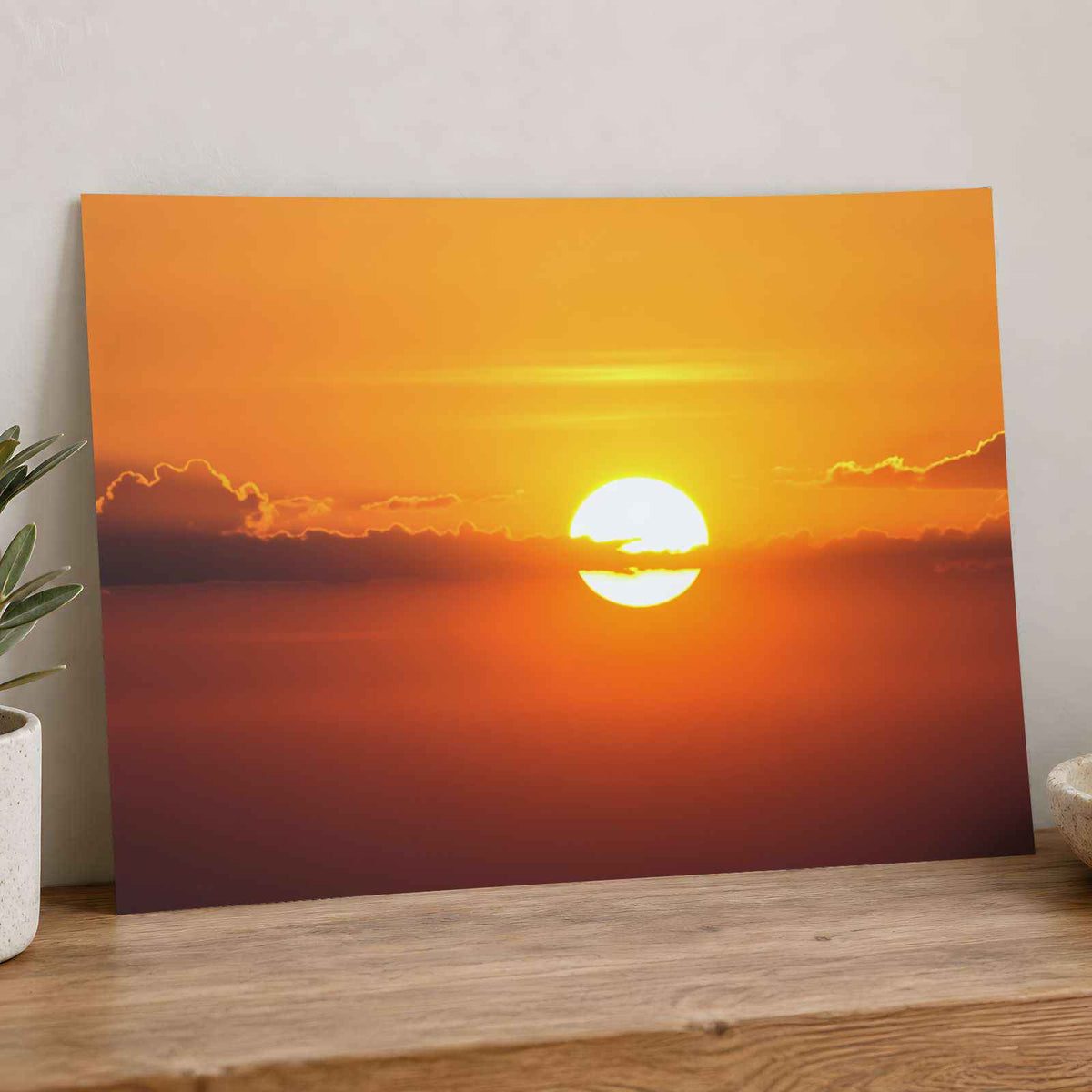 Sun Sets Creating a Beautiful Orange Sky Photographic Art Print (7 Sizes)