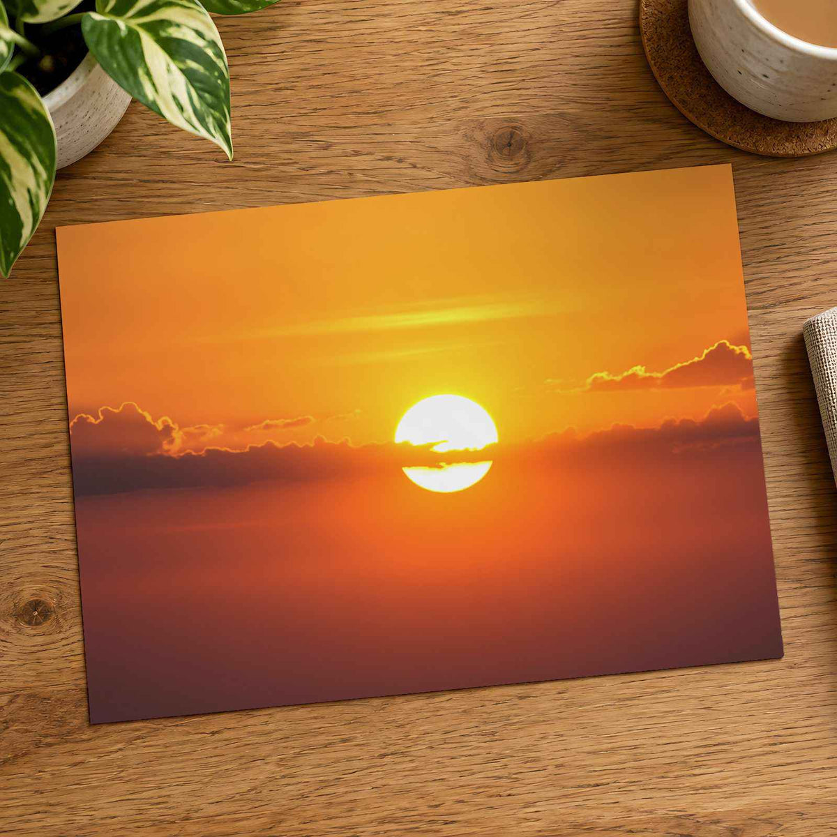 Sun Sets Creating a Beautiful Orange Sky Photographic Art Print (7 Sizes)