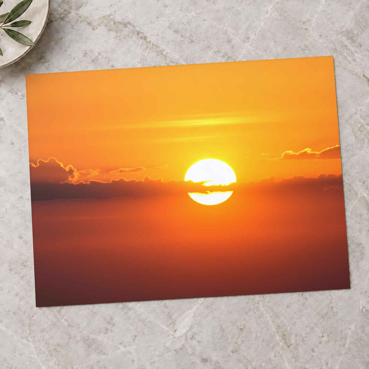 Sun Sets Creating a Beautiful Orange Sky Photographic Art Print (7 Sizes)