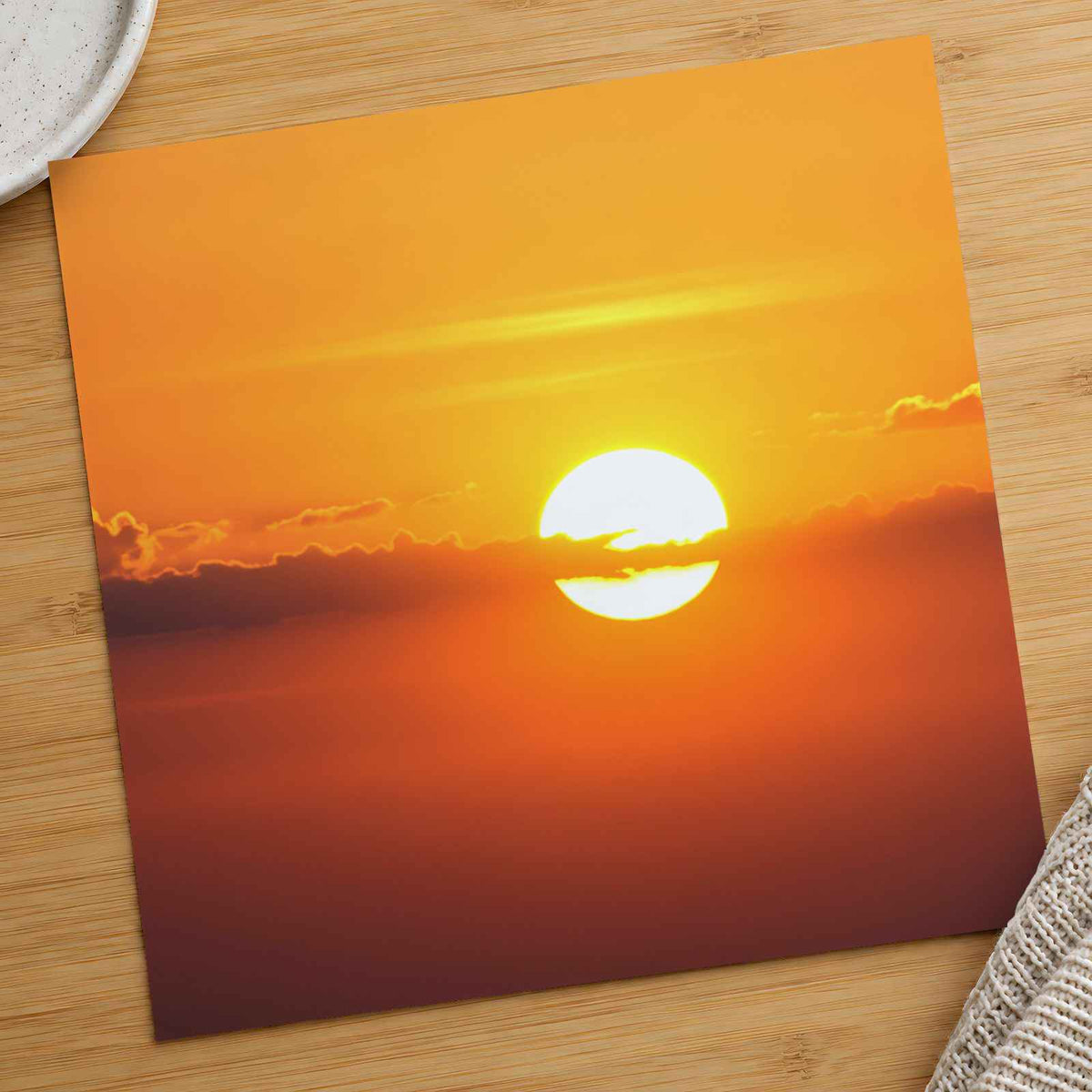 Sun Sets Creating a Beautiful Orange Sky Photographic Art Print (7 Sizes)