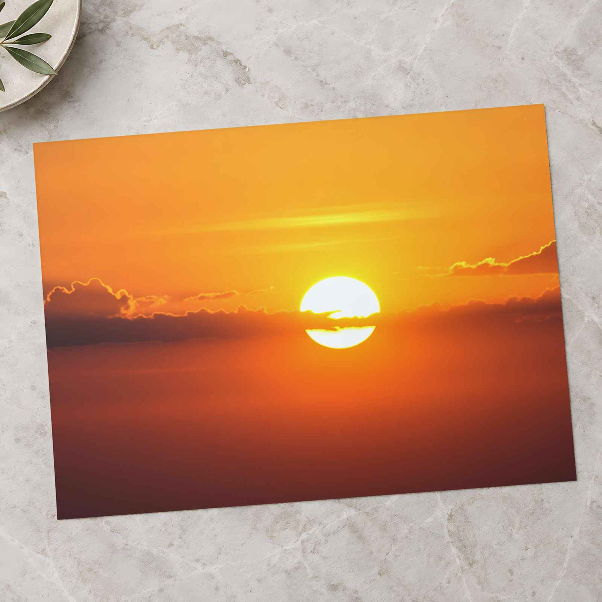 Sun Sets Creating a Beautiful Orange Sky Photographic Art Print (7 Sizes)