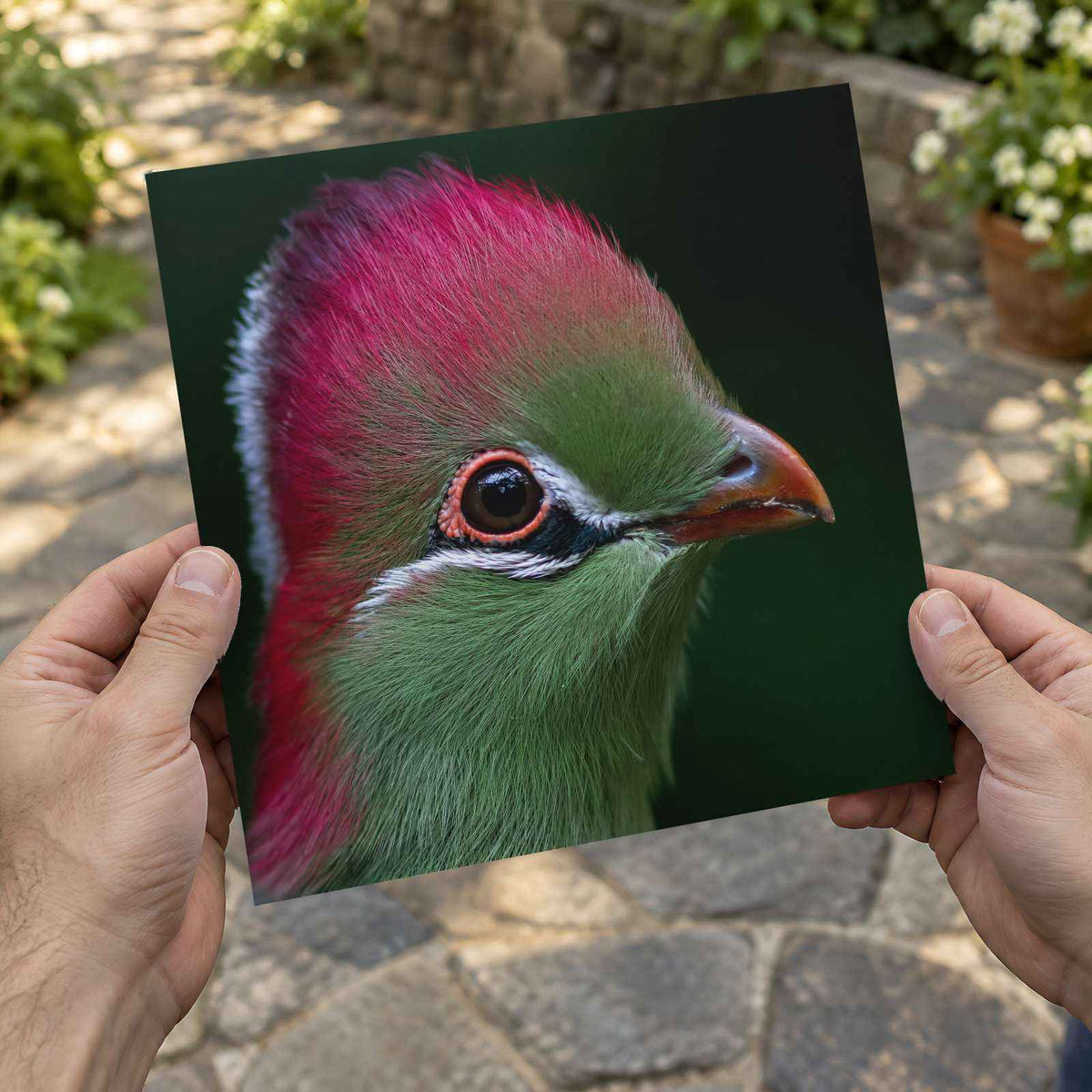 Close-up of Green Bird with Red Crest Photo Wall Art (7 Sizes) - Frameable