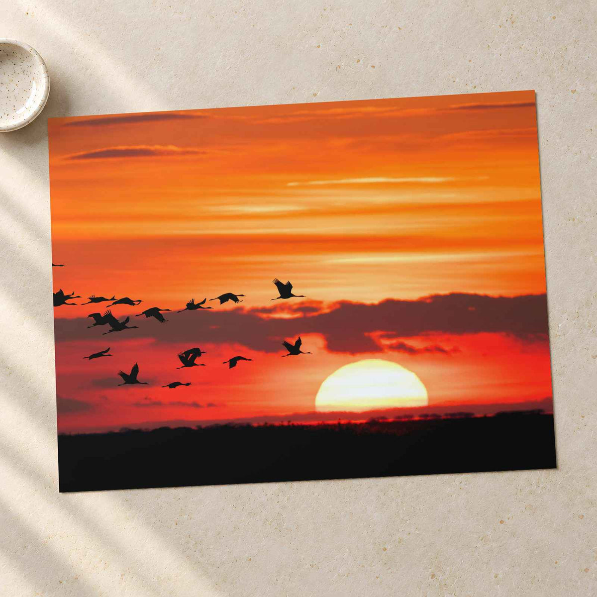 Flock of Birds Flying Over a Sunset Photo Wall Art (7 Sizes) - Satin Luster