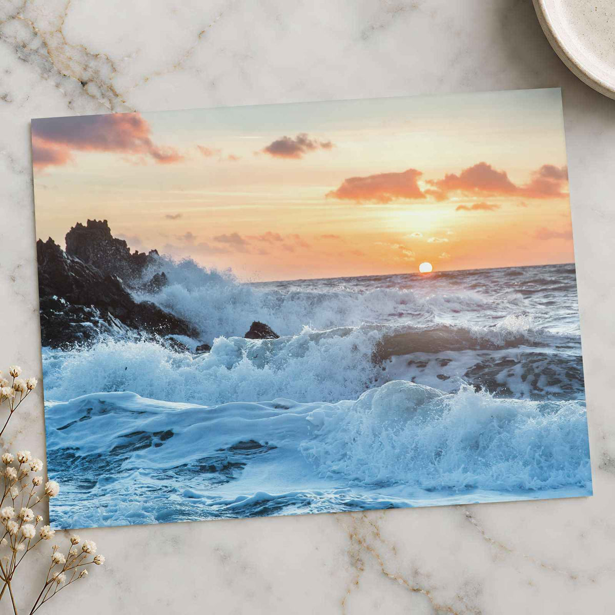 Crashing Waves at Sunset