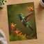 Hummingbird Flying Near Flowers Photo Wall Print (7 Sizes) - Crisp Detail
