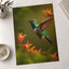 Hummingbird Flying Near Flowers Photo Wall Print (7 Sizes) - Crisp Detail