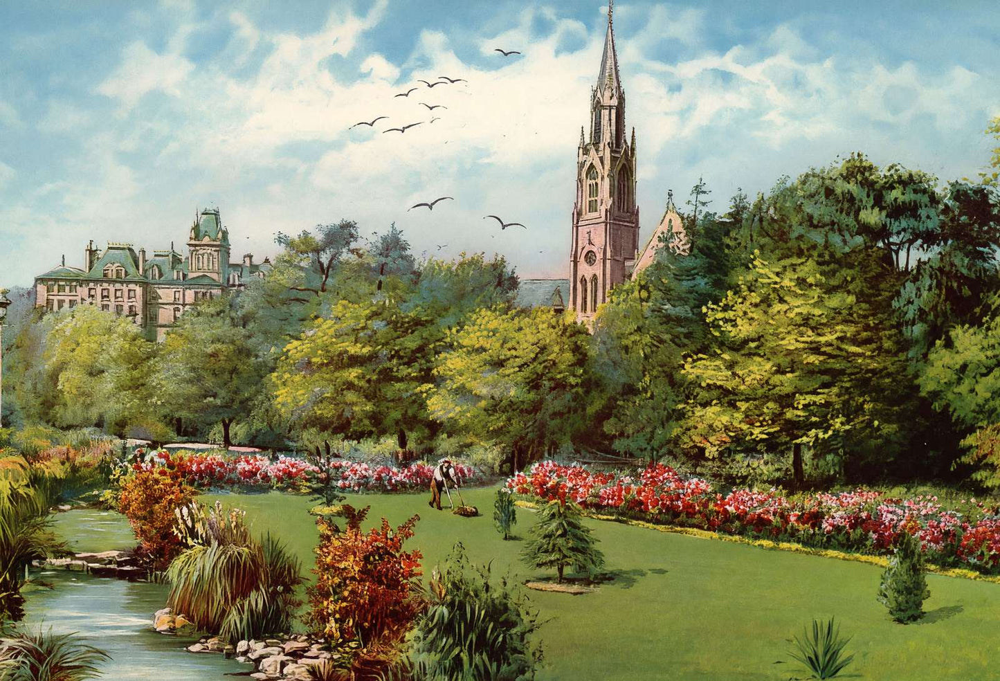 The Upper Gardens Bournemouth in 1904 Vintage Print (7 Sizes) - High Quality