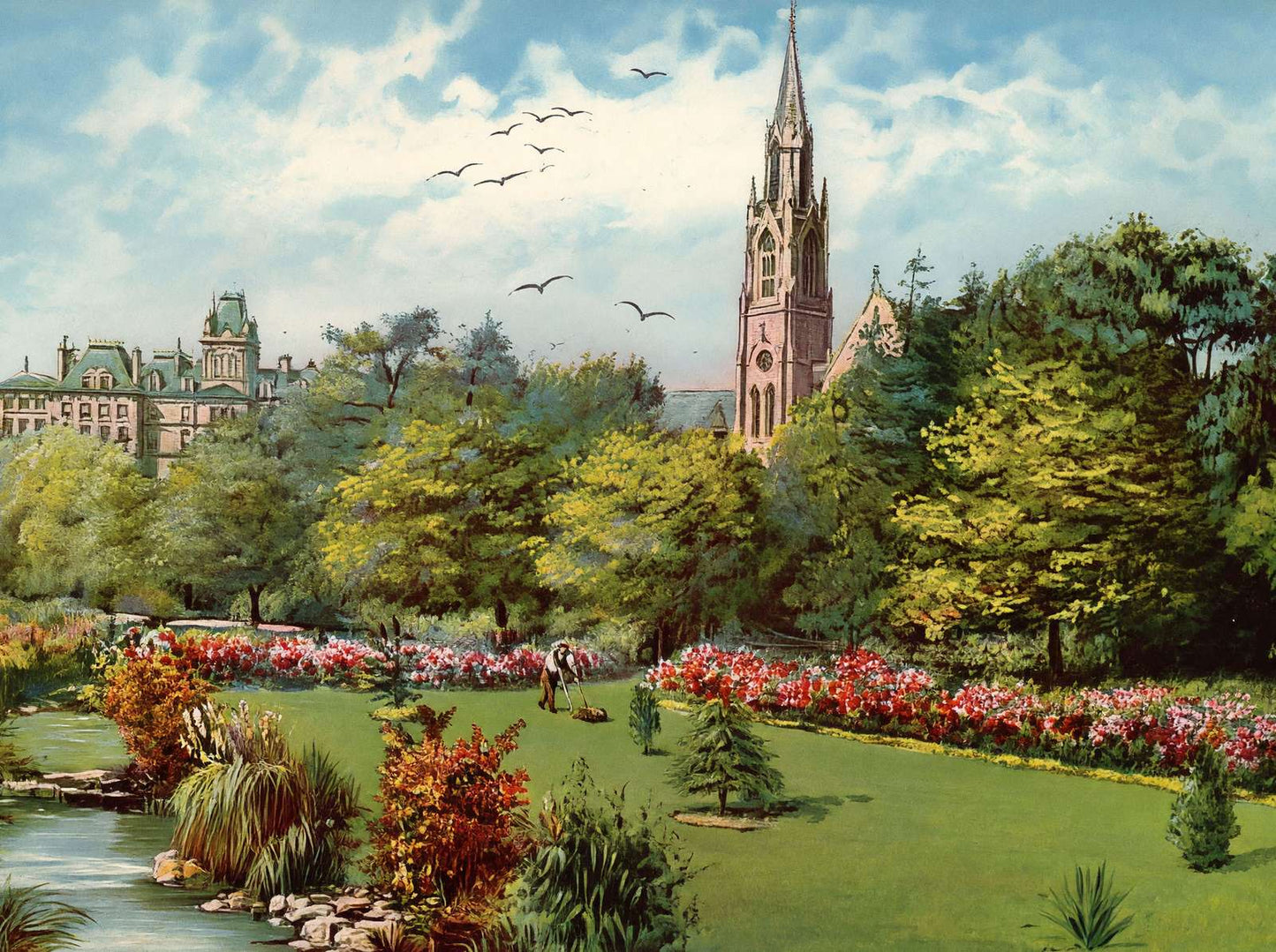 The Upper Gardens Bournemouth in 1904 Vintage Print (7 Sizes) - High Quality