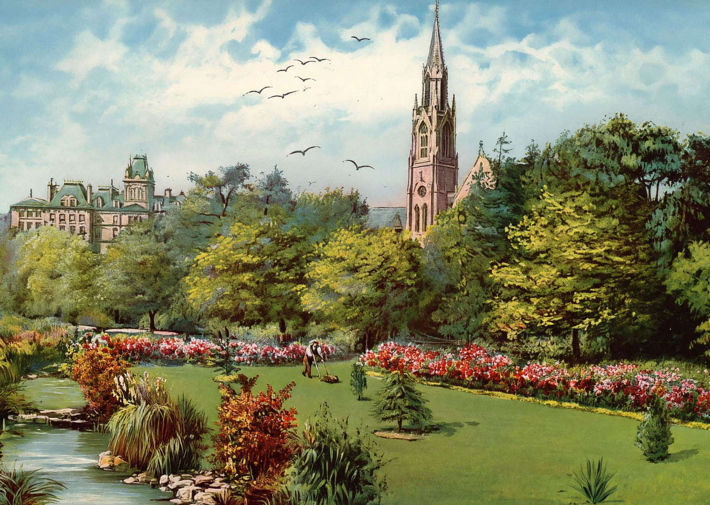 The Upper Gardens Bournemouth in 1904 Vintage Print (7 Sizes) - High Quality