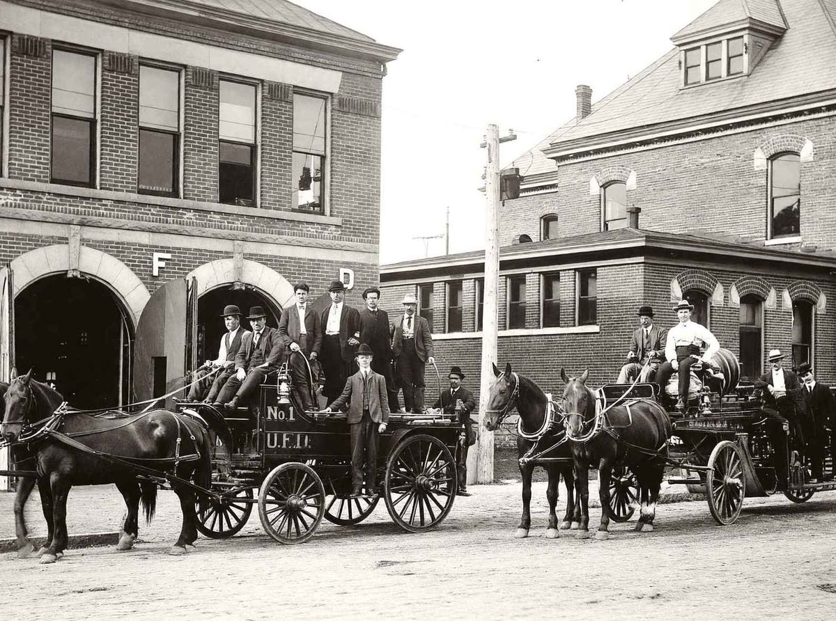 Urbana Fire Department Illinois in 1905 Restored Photo Print (7 Sizes)