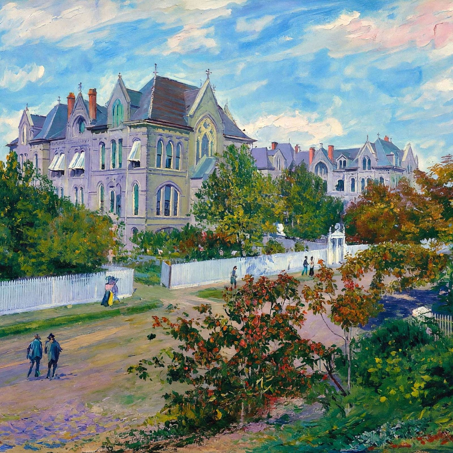 Ursuline Convent Dallas in 1905 Art Print (7 Sizes) - Restored