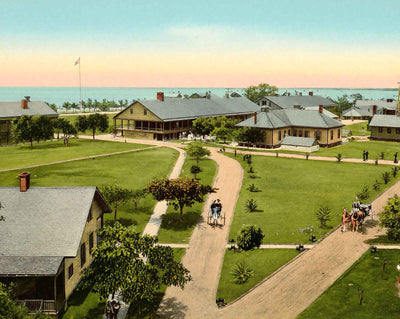 US Barracks in Key West in 1907 vintage print
