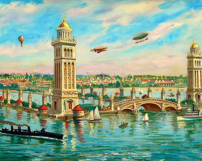 US Government Pier in 1907 painting