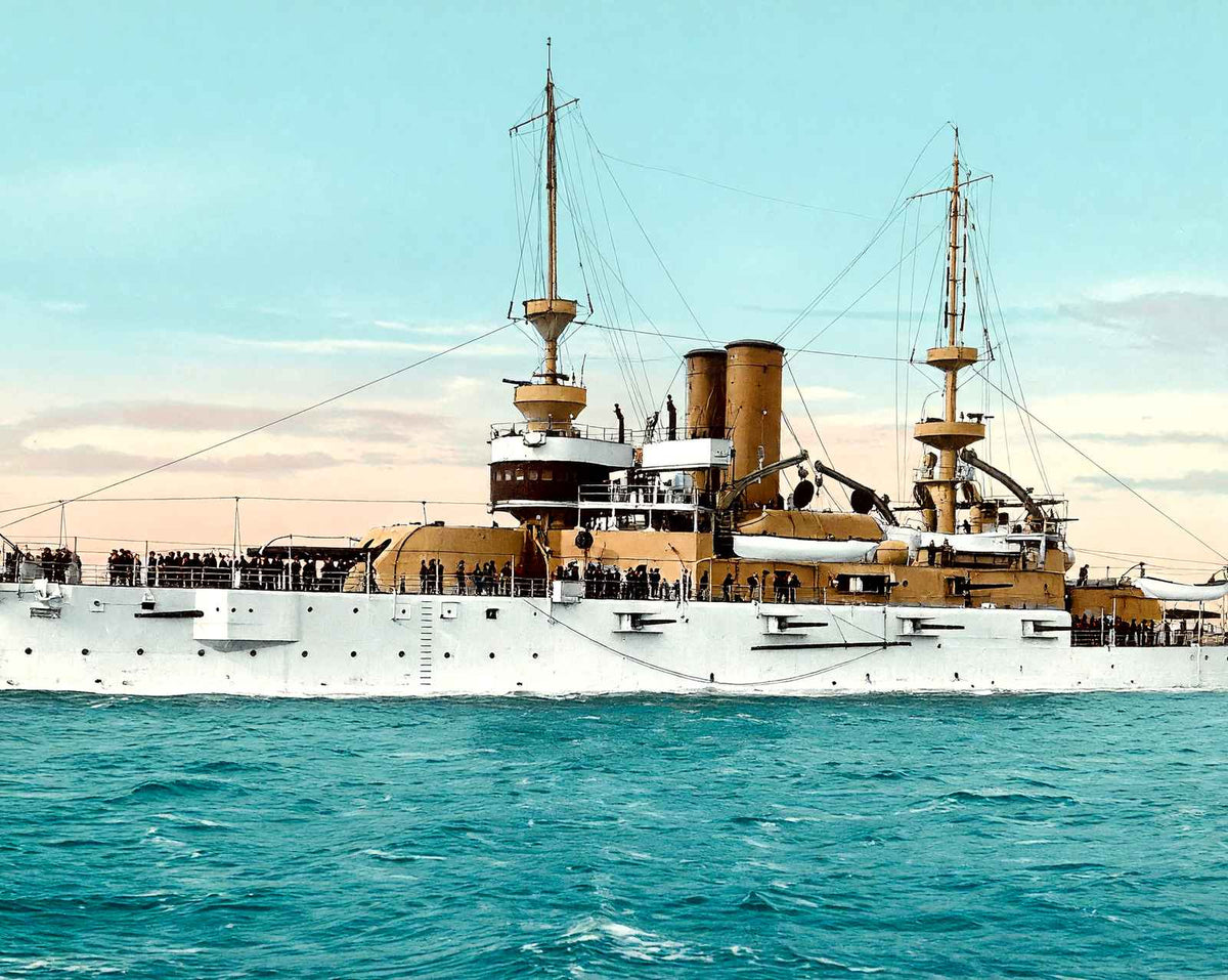 Battleship Alabama in 1907 vintage print