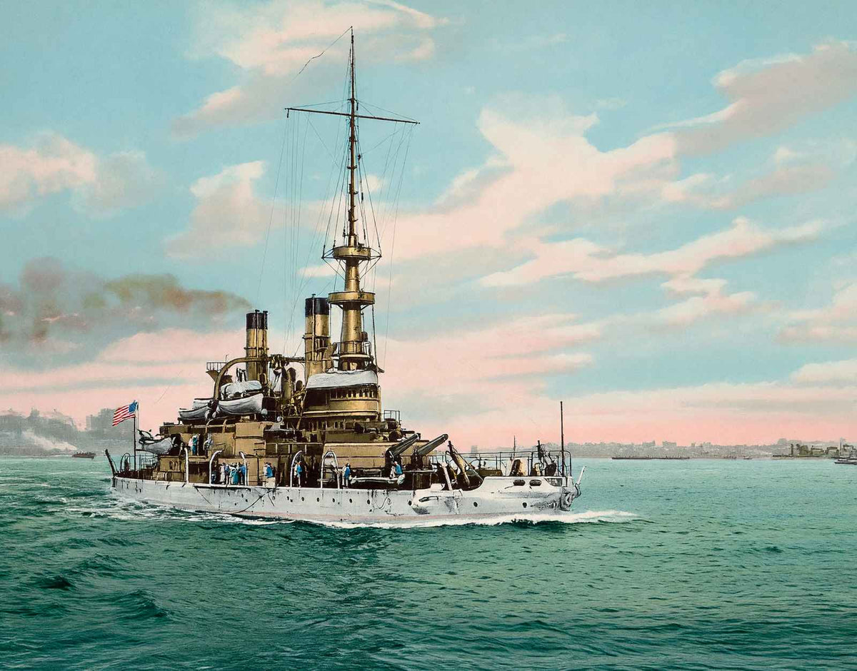 Battleship Indiana in 1906 Vintage Print (7 Sizes) - Premium Quality