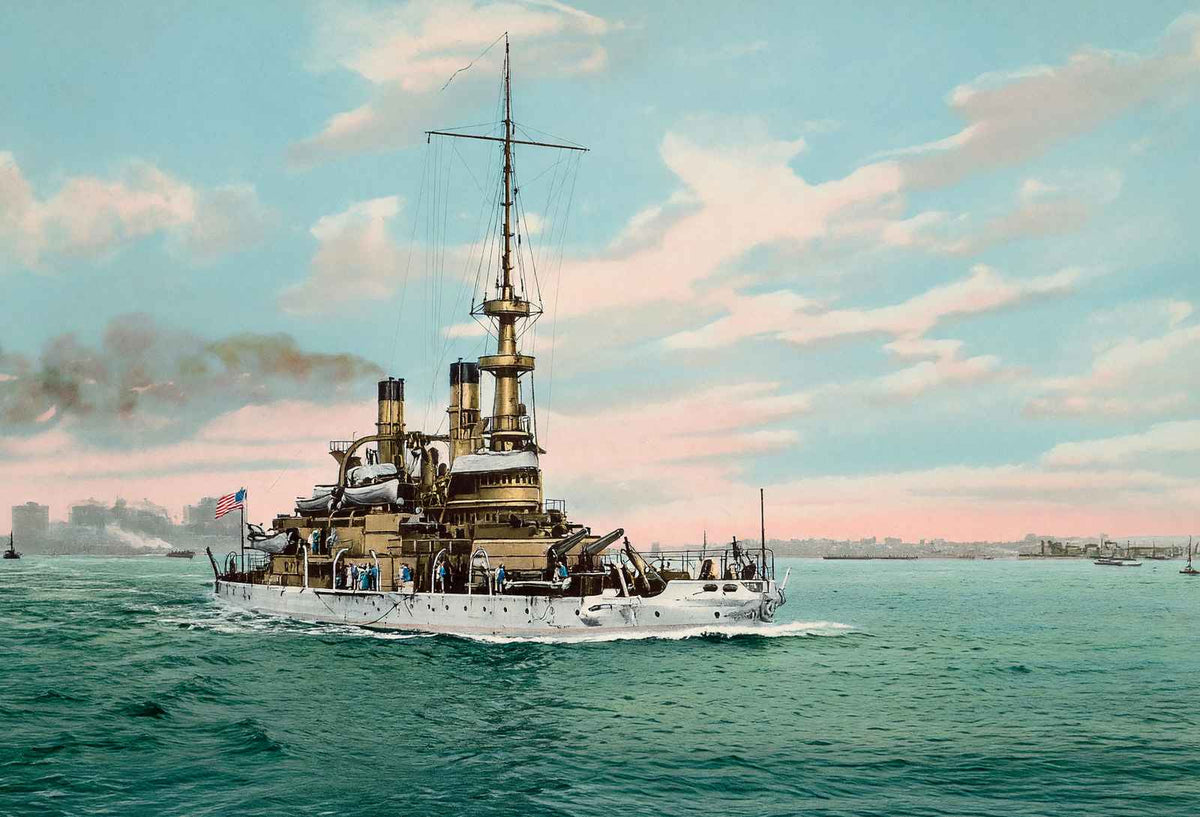 Battleship Indiana in 1906 Vintage Print (7 Sizes) - Premium Quality