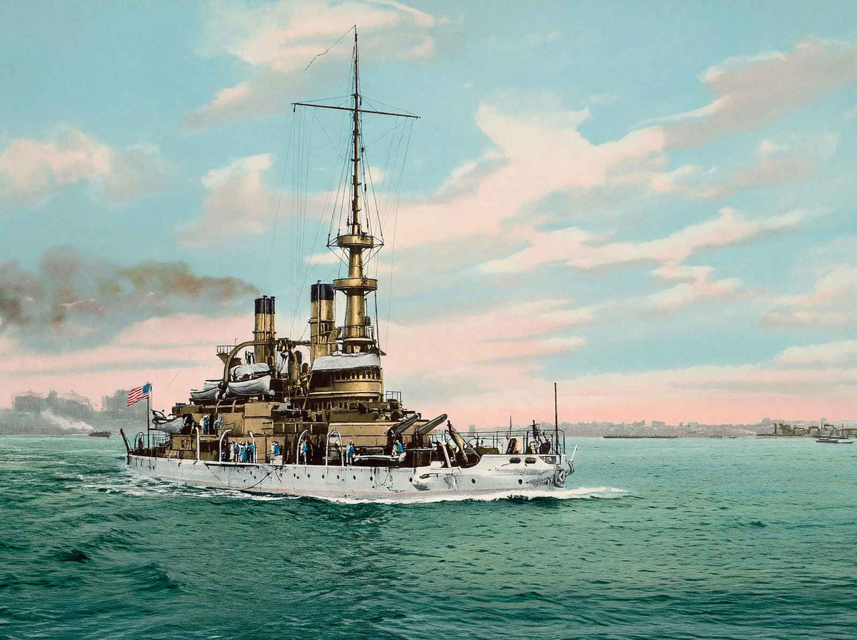 Battleship Indiana in 1906 Vintage Print (7 Sizes) - Premium Quality