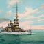 Battleship Indiana in 1906 vintage print