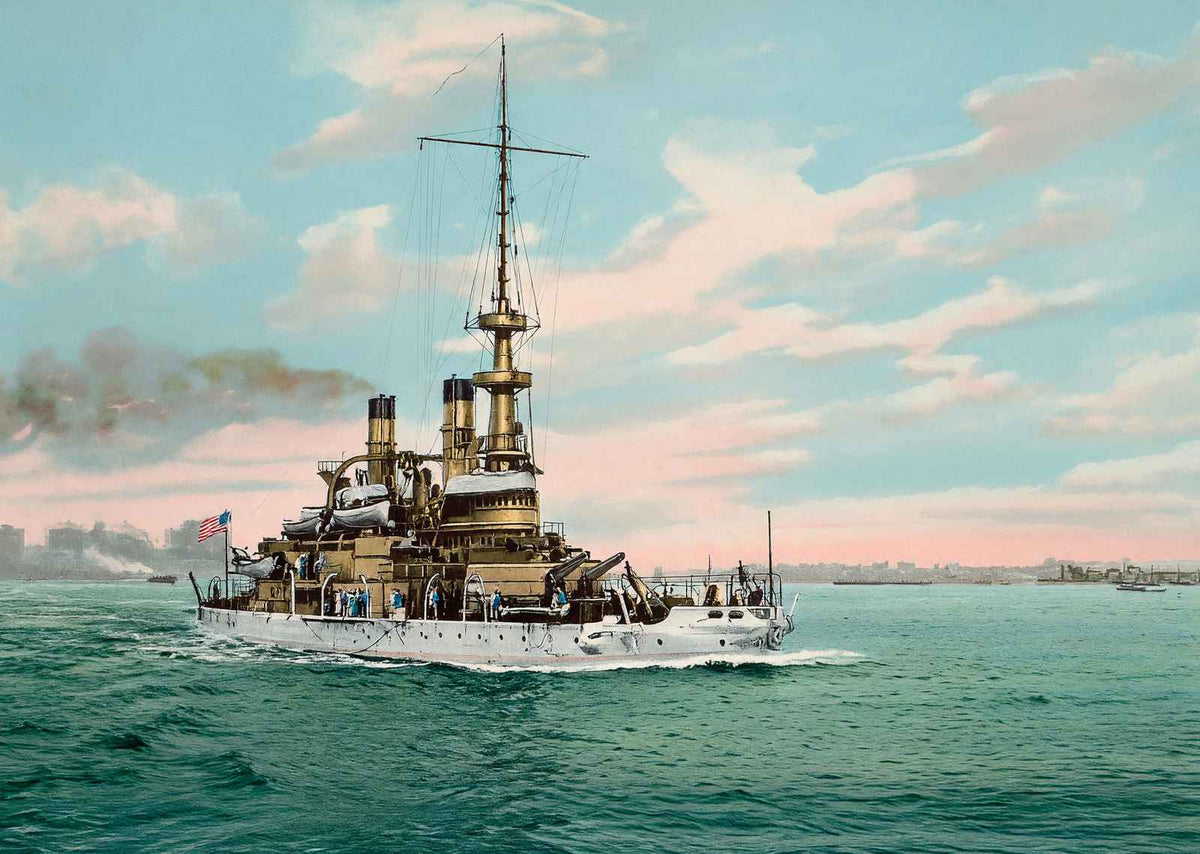 Battleship Indiana in 1906 Vintage Print (7 Sizes) - Premium Quality