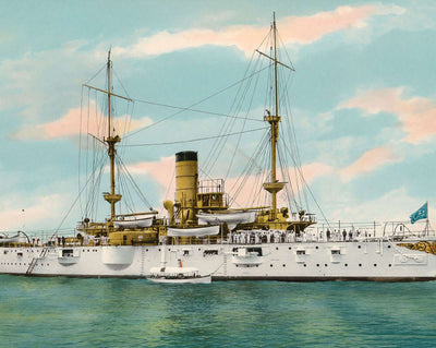 Battleship Texas in 1906 vintage print