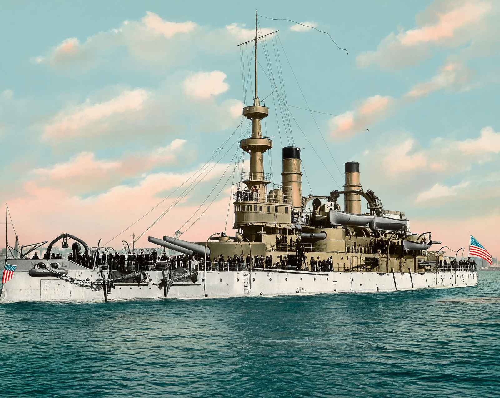 Battleship Oregon in 1906 vintage print