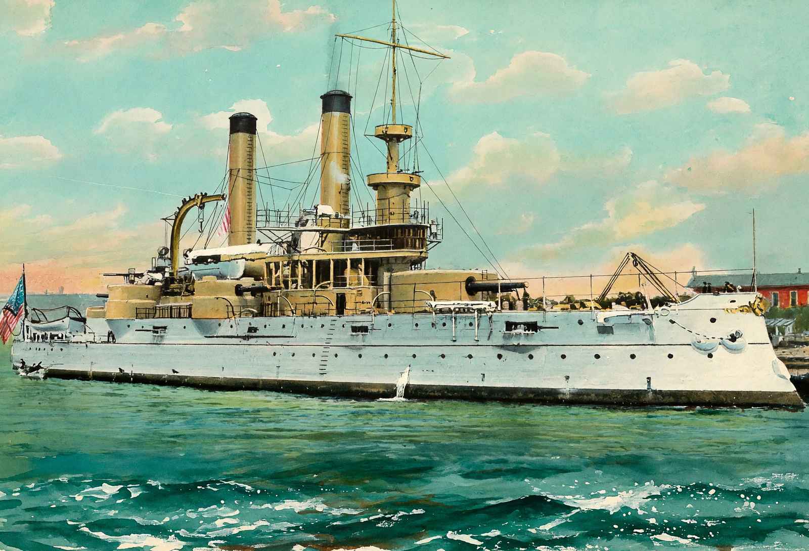 Battleship Iowa in 1906 painting