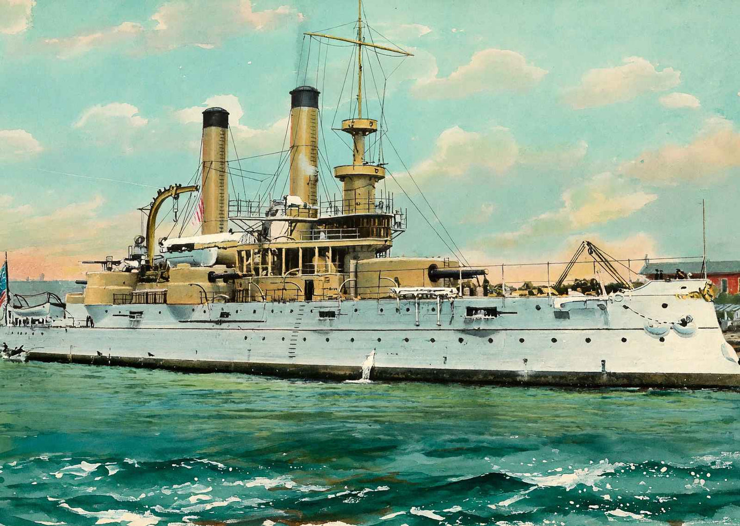 Battleship Iowa in 1906 Art Print (7 Sizes) - Restored