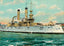 Battleship Iowa in 1906 Art Print (7 Sizes) - Restored
