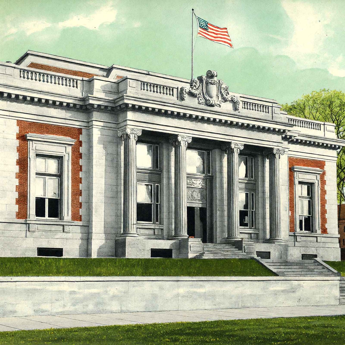 US Post Office Norwich CT in 1908 Vintage Print (7 Sizes) - Reproduction