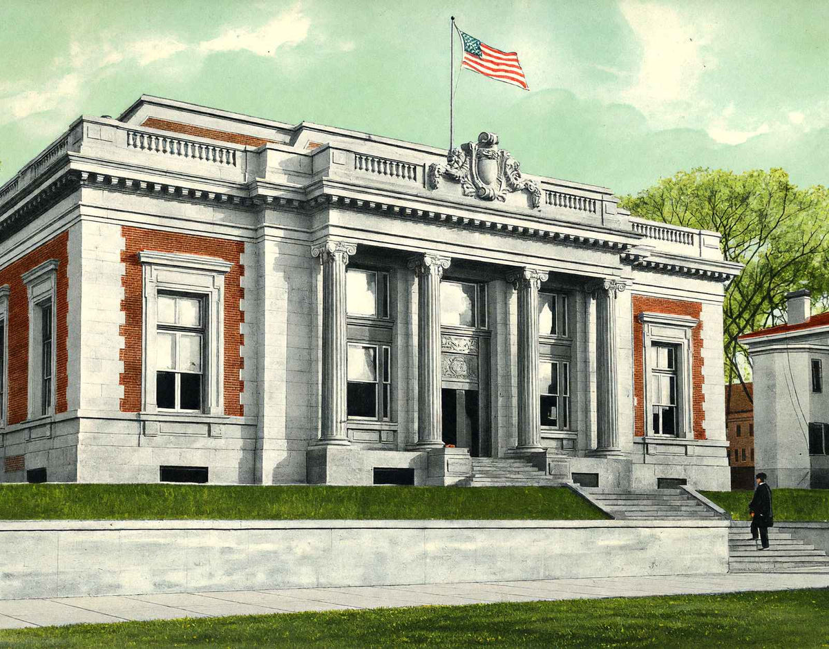US Post Office Norwich CT in 1908 Vintage Print (7 Sizes) - Reproduction