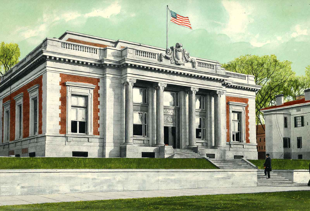 US Post Office Norwich CT in 1908 Vintage Print (7 Sizes) - Reproduction