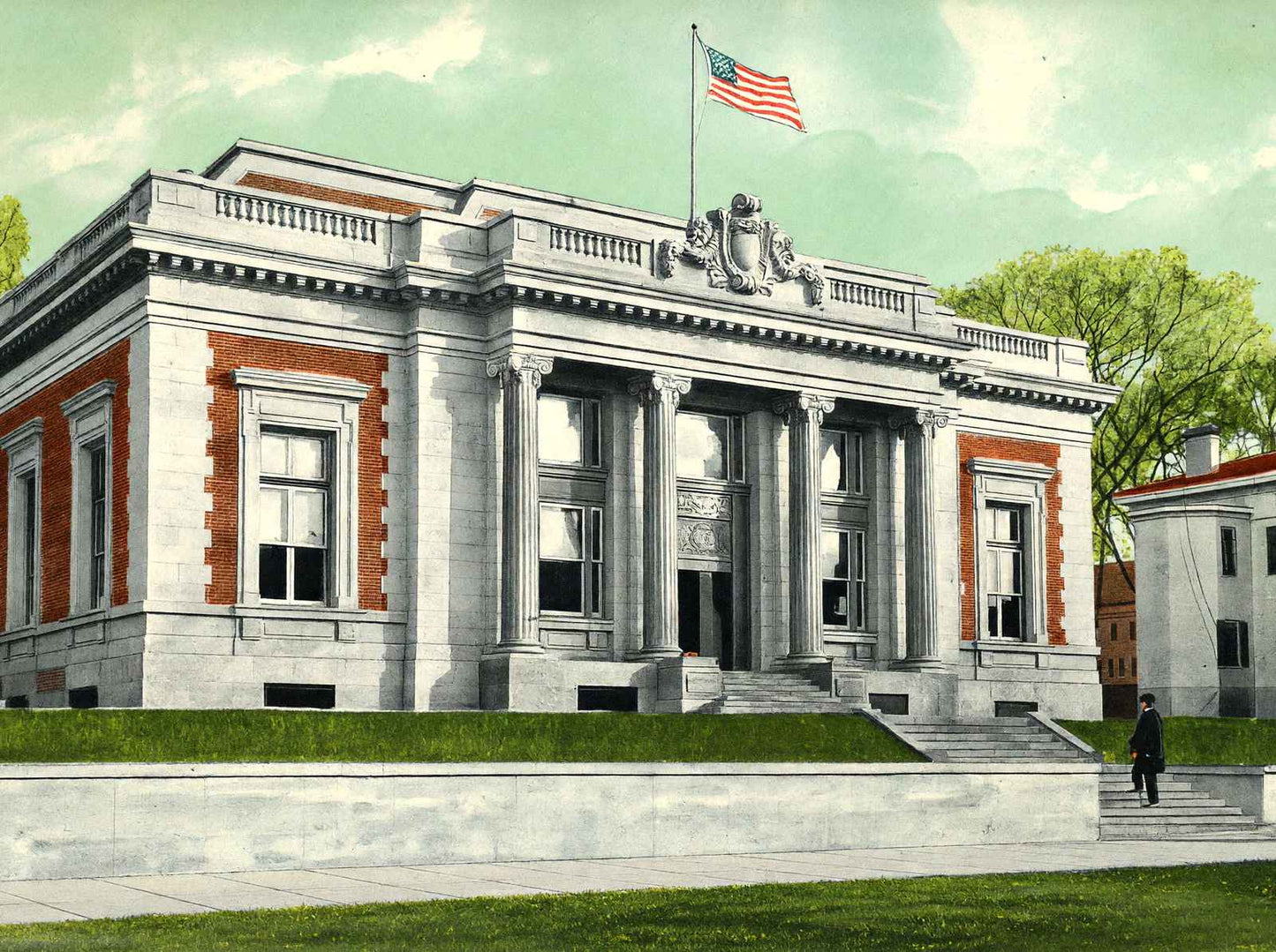 US Post Office Norwich CT in 1908 Vintage Print (7 Sizes) - Reproduction