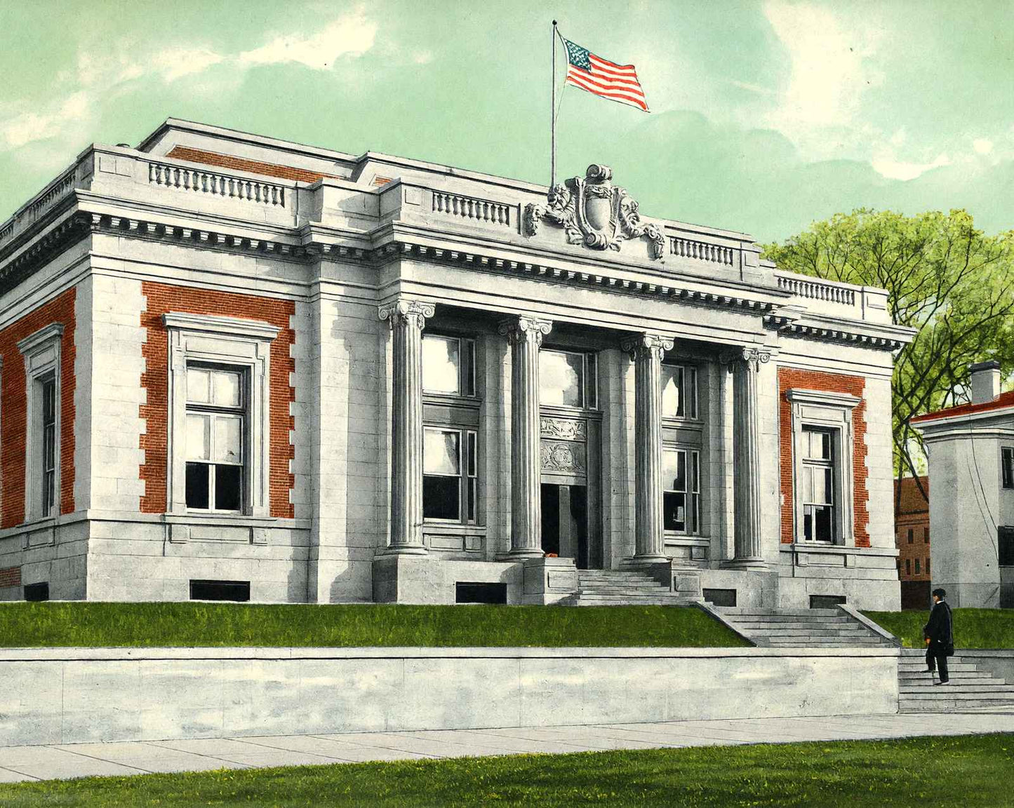 US Post Office in Norwich in 1908 vintage print