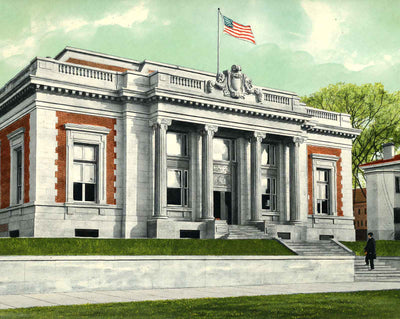 US Post Office in Norwich in 1908 vintage print