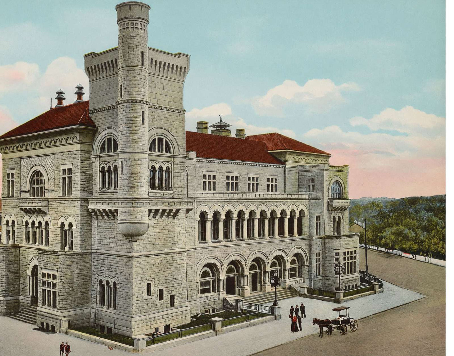 US Post Office San Antonio in 1905 Vintage Print (7 Sizes) - Restored