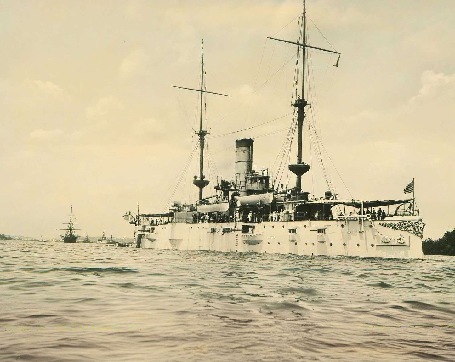 USS Texas at Annapolis in 1905 vintage photo