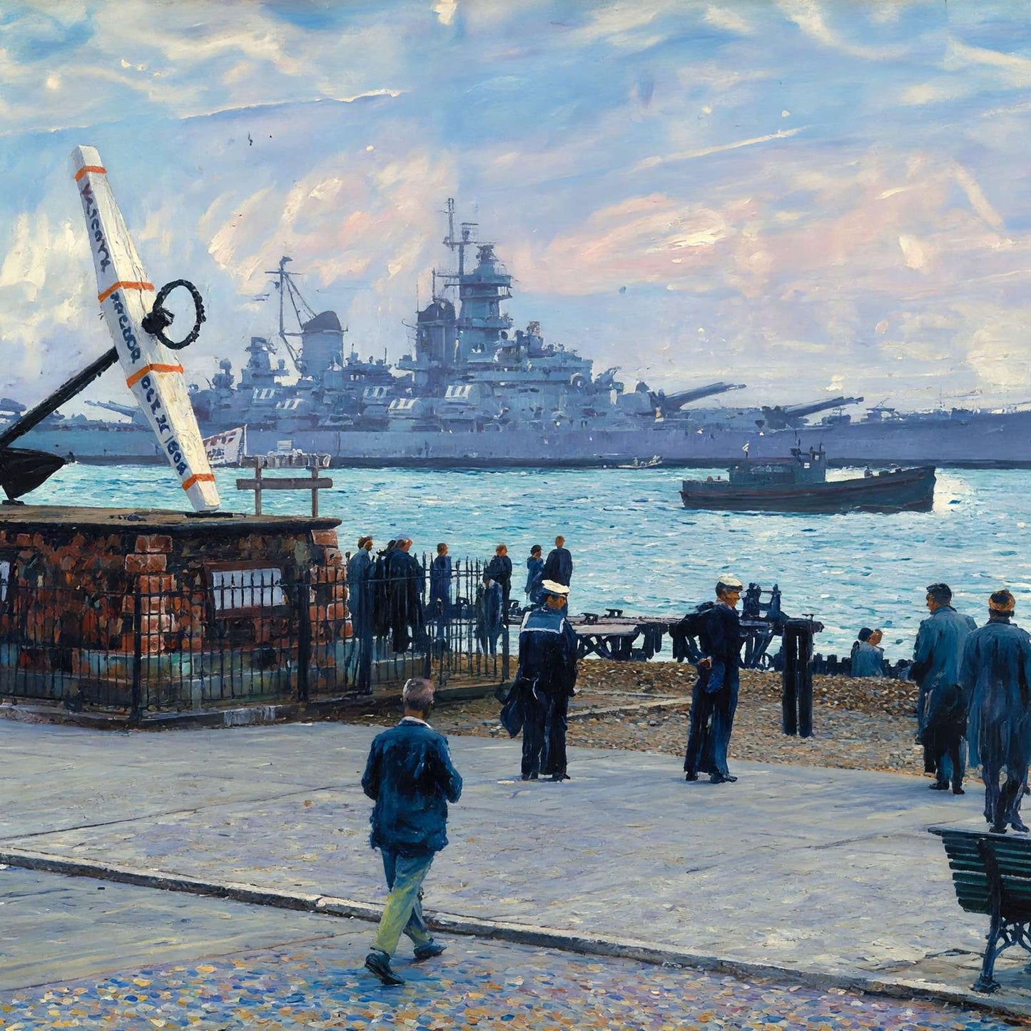 Uss New Jersey Passing Victory's Anchor Southsea in 1949 Art Print (7 Sizes)