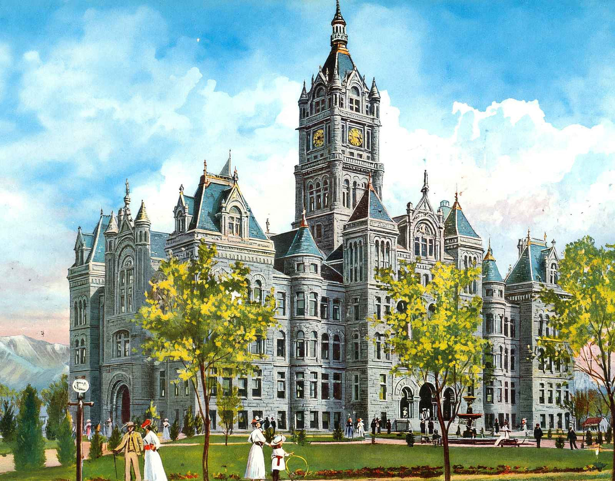 Utah State Capitol Salt Lake City in 1906 Vintage Print (7 Sizes) - Enhanced