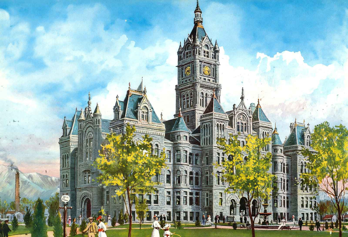 Utah State Capitol Salt Lake City in 1906 Vintage Print (7 Sizes) - Enhanced