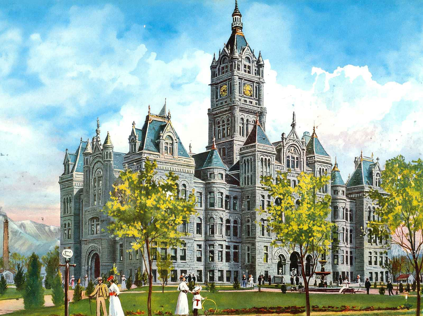 Utah State Capitol Salt Lake City in 1906 Vintage Print (7 Sizes) - Enhanced